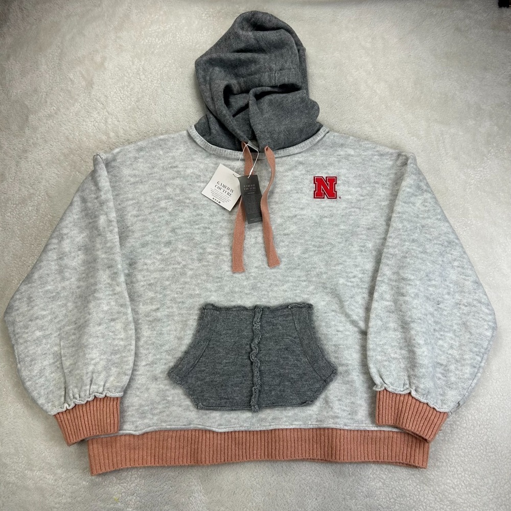 Gameday Couture Nebraska Cornhuskers Pullover Sweater Mens 2XL Gray Knit Hooded